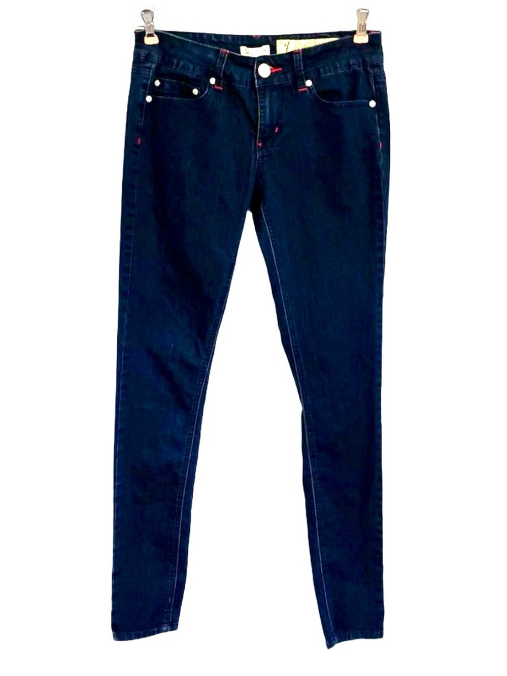 Indigo Rein Y2K Low Rise Skinny Jeans Stretch Dark Wash Blue Denim Size 7